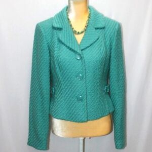 Ann Taylor Loft Tweed Style Pastel Teal Color Jacket